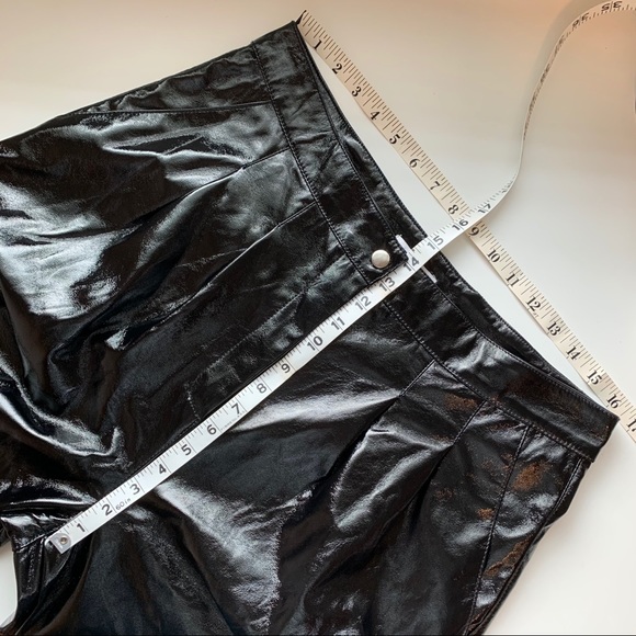 TOPSHOP Black Vinyl Peg Trousers 12 6 - Picture 3 of 7